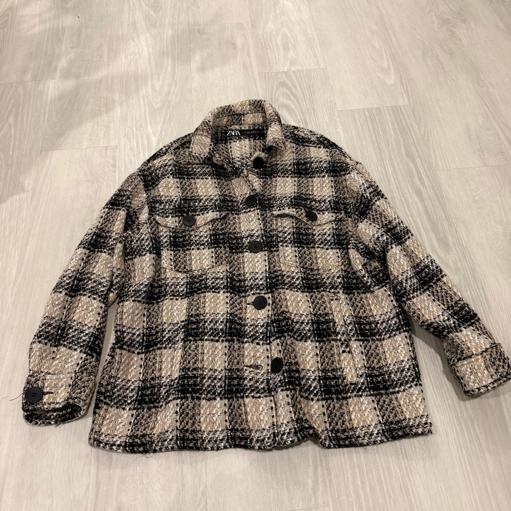 Zara Plaid Woven Shirt Jacket‎ Size Medium